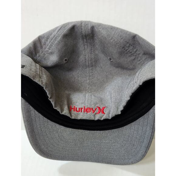 Hurley Nike Dri-Fit Hat Cap Heather Gray Grey w/ Red Logo Flex Fit Lg HTF - Picture 3 of 4